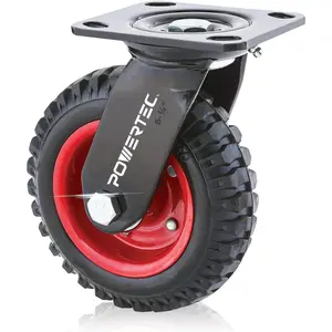 6 Inch Caster Wheels, Heavy Duty Swivel Plate Casters with Rubber Knobby Tread for Workbench, Dolly, Cart, Trolley, Wagon and Chicken Coop, Large Rubber Castor Wheels, 1PK (17050)