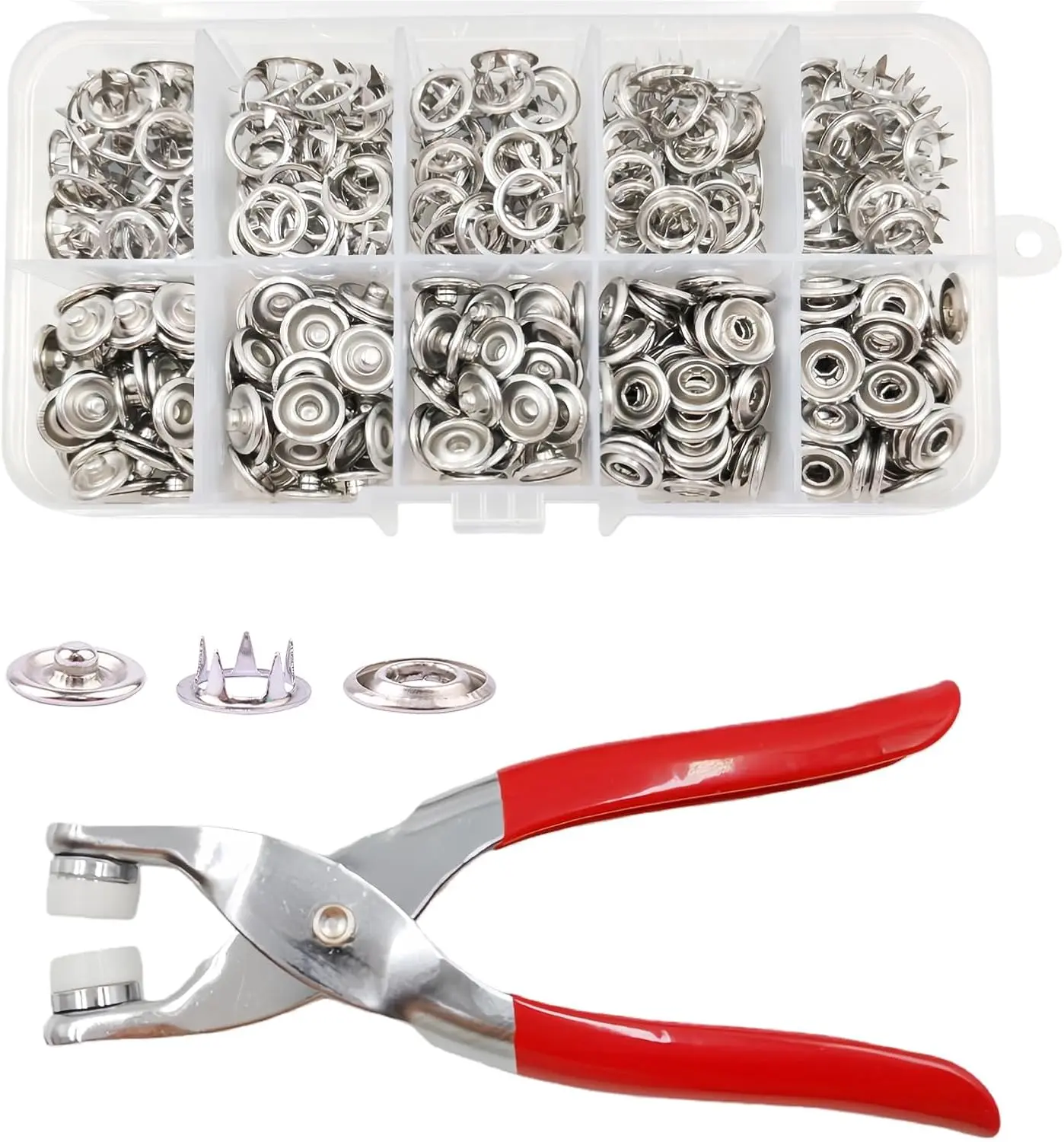 100 Sets Snaps Button Kit Tool Kit Perfect for Clothing and Crafts