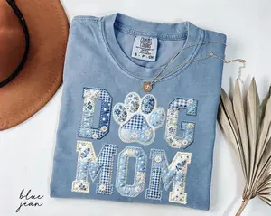 Comfort Colors Dog Mom Shirt, Floral Faux Patchwork Dog Mama Tee, Dog Lover Gift, Toile Fur Mama Shirt, Mother's Day Gift, Pet Owner Gifts