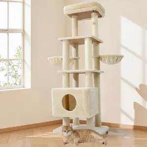 Gardner Pet 65in Heavy Duty Cat Tree Tower for Large Cats, Multi-Level Cat Furniture with Replaceable Sisal Scratching Post, Hammock | Extra-Large Platform & Condo (