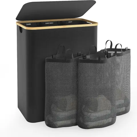 Hampers for Laundry Basket with Lid, 160L Extra Large Laundry Hamper 3 Section Dirty Clothes Hampers for Laundry Divided Laundry Basket Organizer for Bedroom,Laundry Room, Dirty Clothing Hamper, Beige,3 day delivery items