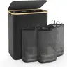 Hampers for Laundry Basket with Lid, 160L Extra Large Laundry Hamper 3 Section Dirty Clothes Hampers for Laundry Divided Laundry Basket Organizer for Bedroom,Laundry Room, Dirty Clothing Hamper, Beige,3 day delivery items