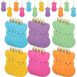 24 PCS Peeps Decorations for Home Colorful Bunny Ornament for Tree Decorations Peeps Decorative Ornaments for Indoor