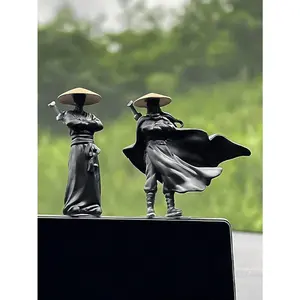 Vintage Swordsman Figurine ABS Material Halloween Style Ornaments for Automotive Decor & Computer Desktop