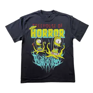 Vintage Treehouse Of Horror Simpsons Black T-Shirt Graphic Tee Heavy Cotton Tee Shirt, 100% Heavy Cotton Shirt