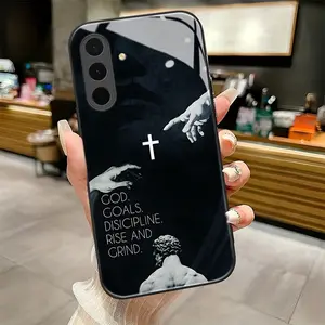 Cross Art Verses pattern Black Frame Glass Phone Case Cellphone Protector Cover suitable for Samsung Galaxy A36 A12 A13 A14 A15 A16 A23 A24 A25 A26 A32 A33 A34 A35 4G 5G new model Individual Design,Unique Phone Case, ideal holiday gift Accessories