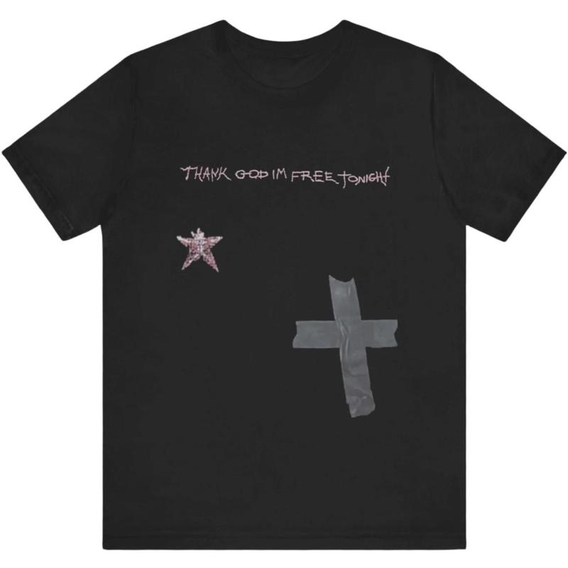 Travis Scott Metlife Thank God I'm Free Tonight T-Shirt Black