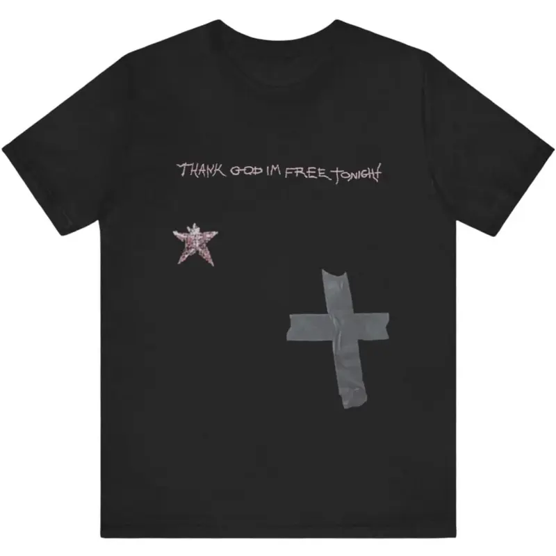 Travis Scott Metlife Thank God I'm Free Tonight T-Shirt Black