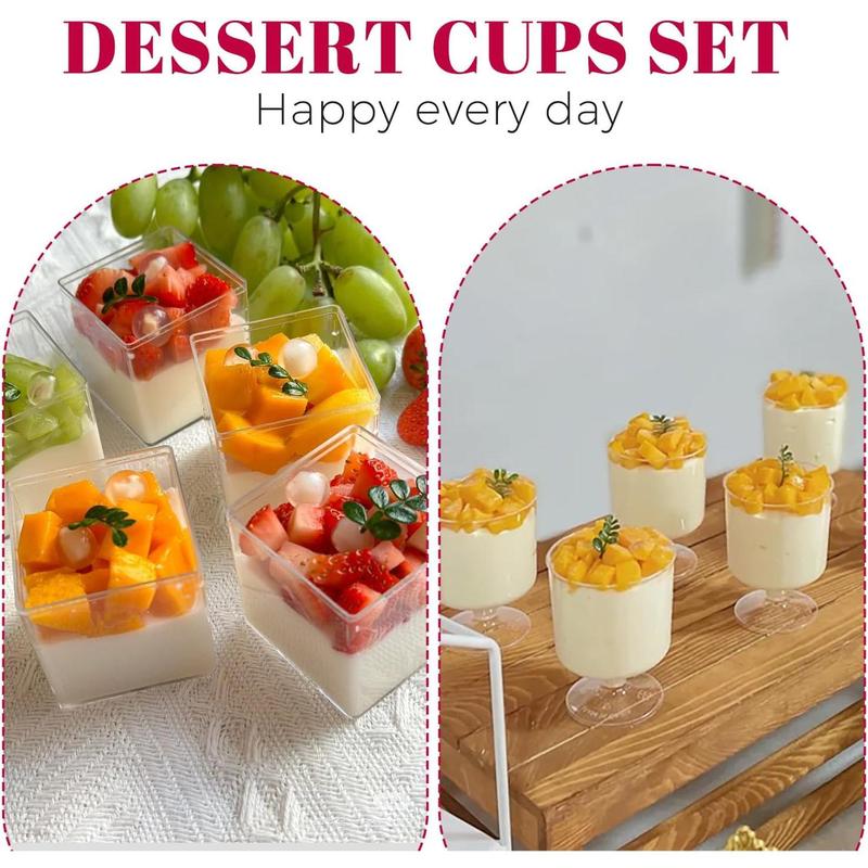 300 Pack Clear Plastic Dessert Cups(5 oz),Disposable Parfait Cups For Pudding, Fruit and Ice Cream,Mini Shooter Cups With Spoons For Party,appetizer cups