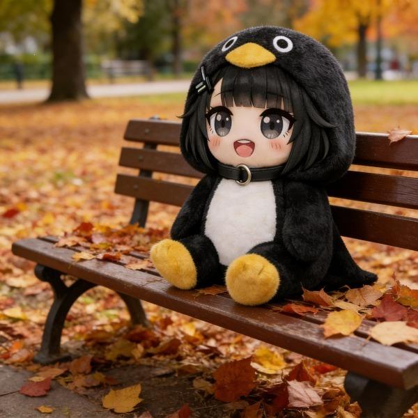 23cm Kawaii Stuffed Penguin Plush - Super Soft Fluffy, Anime Girl Design, Soft Fabric, Fluffy Texture, Cute Look, Cuddly Kawaii Doll, Ideal for Girls' Gifts, Anime Themed Room Decor Collectibles