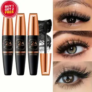 3PCS Shedoes 24-Hour Waterproof Mascara - 8D Lengthening & Volumizing, Smudge-Proof Black with Plant Squalane for All Light Beige Types, Ethically Made & Hypoallergenic, Mascara Waterproof with Plant Squalane