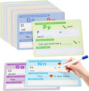 HenPisen Alphabet & Number Practice Dry Erase Sheets - A-Z Letters, 1-10 Numbers, Marker Whiteboard Learning Materials - Office School Supplies, Visual Learning Tools for Preschool & Homeschool