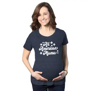 Maternity All American Mama T Shirt Cute 4th Of July Pregnancy Tee Funny Graphic Maternity Tee Cute Pregnancy Tees With Plus Sizes Pregnant Patriotic Maternity Wear Funny Political Short Sleeve Maternity Shirts Navy