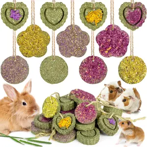18pcs Timothy Hay Treats Rabbit Toys Natural Treats For Guinea Pig Bunny Hamster Chinchilla Rat Handmade Rabbit Chews For Teeth, Without Battery