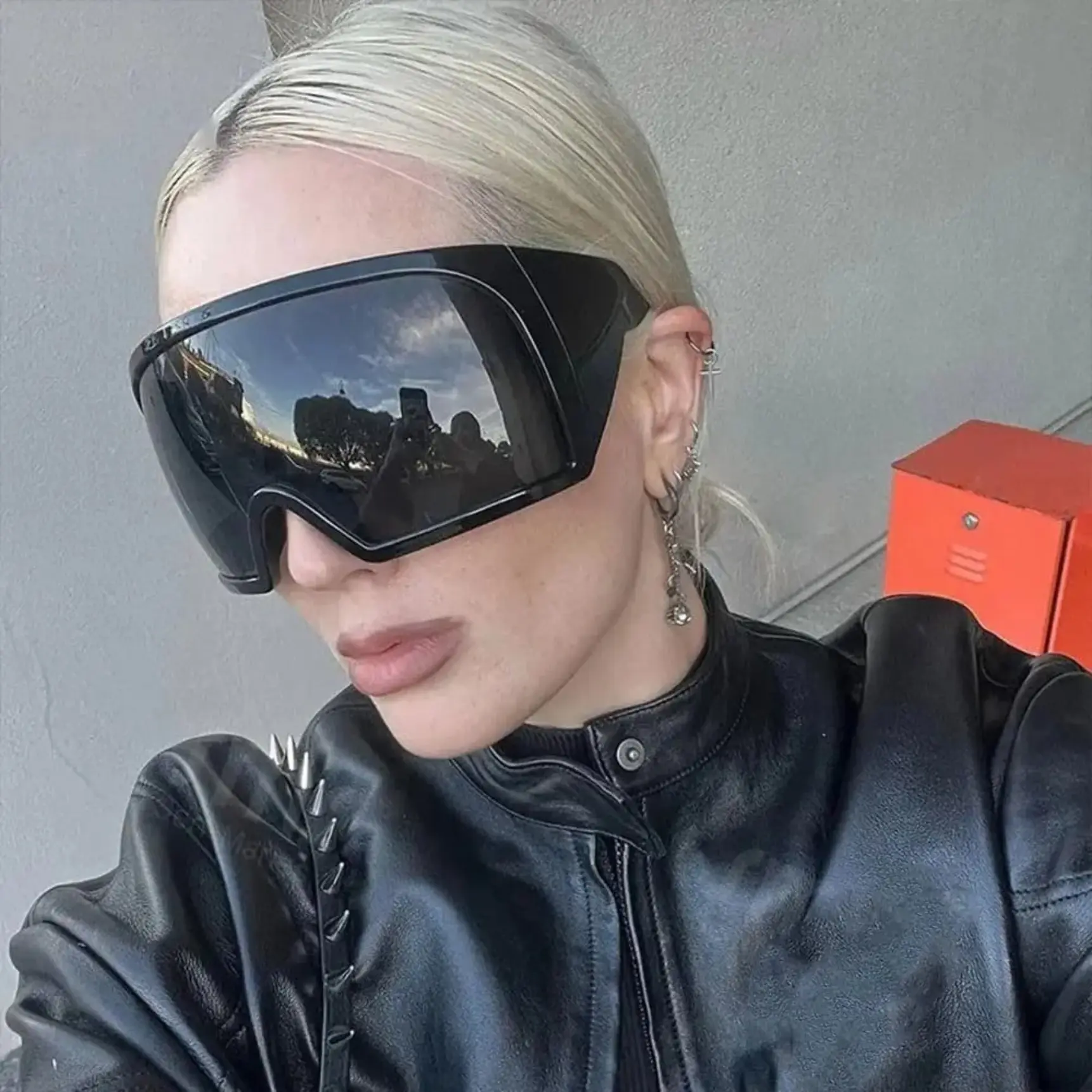 Futuristic Wrap-Around Y2K Sunglasses, Curved Lens UV400 Protection, Oversized 2000s Rave Eyewear, Cool Steampunk Stylish Shades outdoorfun,summerwins,father'sdaygifts,campingessentials,campinggear,camping essentials