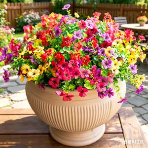 New Arrival Real Touch Artificial Violets Bouquet Fake Flowers for Home Decoration Realistic Floral Arrangement for Living Room Office Party Decor