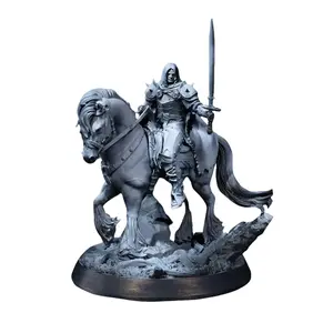 High-Detail Undead Necromancer Knight Standing Rise 3D Resin Print Statue, Handcrafted Single Figure, Fantasy RPG Tabletop Minis, Custom Paintable DnD Collectibles, Home Decor Figurine