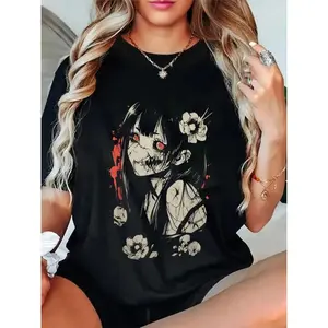 100% Cotton Unisex Horror Anime Comic Japanese Horror Cute Gothic T-Shirt Casual Top