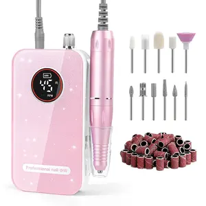 CESTVEEL Professional High RPM Electric Drill Kit, 45000RPM Portable Rechargeable Filer with 11 Multi-Bits, 50 Sanding Bands, Low Noise Tool for Acrylic Gel Nails, Nail Care Salon/Home Use