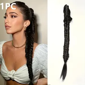 1pc Long Hair Fishbone Braid Wig, Handmade High-Temperature Fiber, Comfortable and Breathable, Quick Wear, Versatile Styling, Synthetic Fiber Wigs