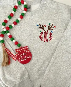 Christmas Reindeer Monogram Crew | Christmas Sweatshirt | Merry x-mas crew