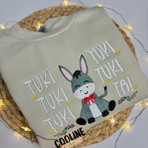 Mi Burrito Sabanero Tuki Tuki Tuki Inspired Christmas Embroidered Sweatshirt Soft Crewneck Stylish Fit Womenswear Long Sleeve Hoodie Cozy Holiday Wear