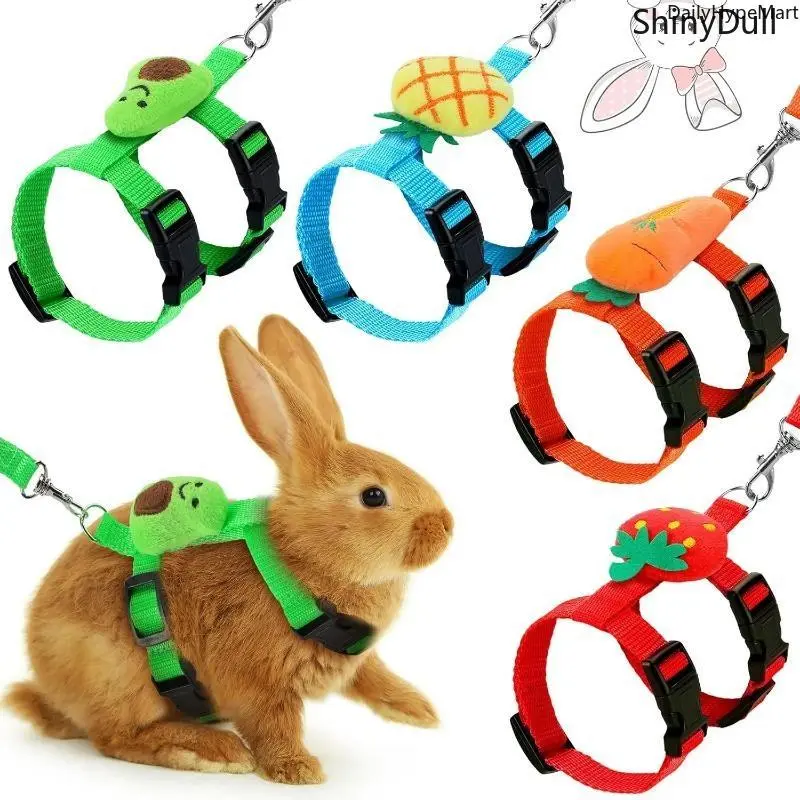 4-Pack Adjustable Bunny Harness and Leash Set, Fashion Vest Accessory for Small Pets (Bunny Rabbits)