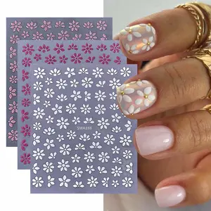 3 Sheets Cute Flower Nail Art Stickers, Spring Floral Design, Matte Finish, Perfect Gift for Women and Girls
