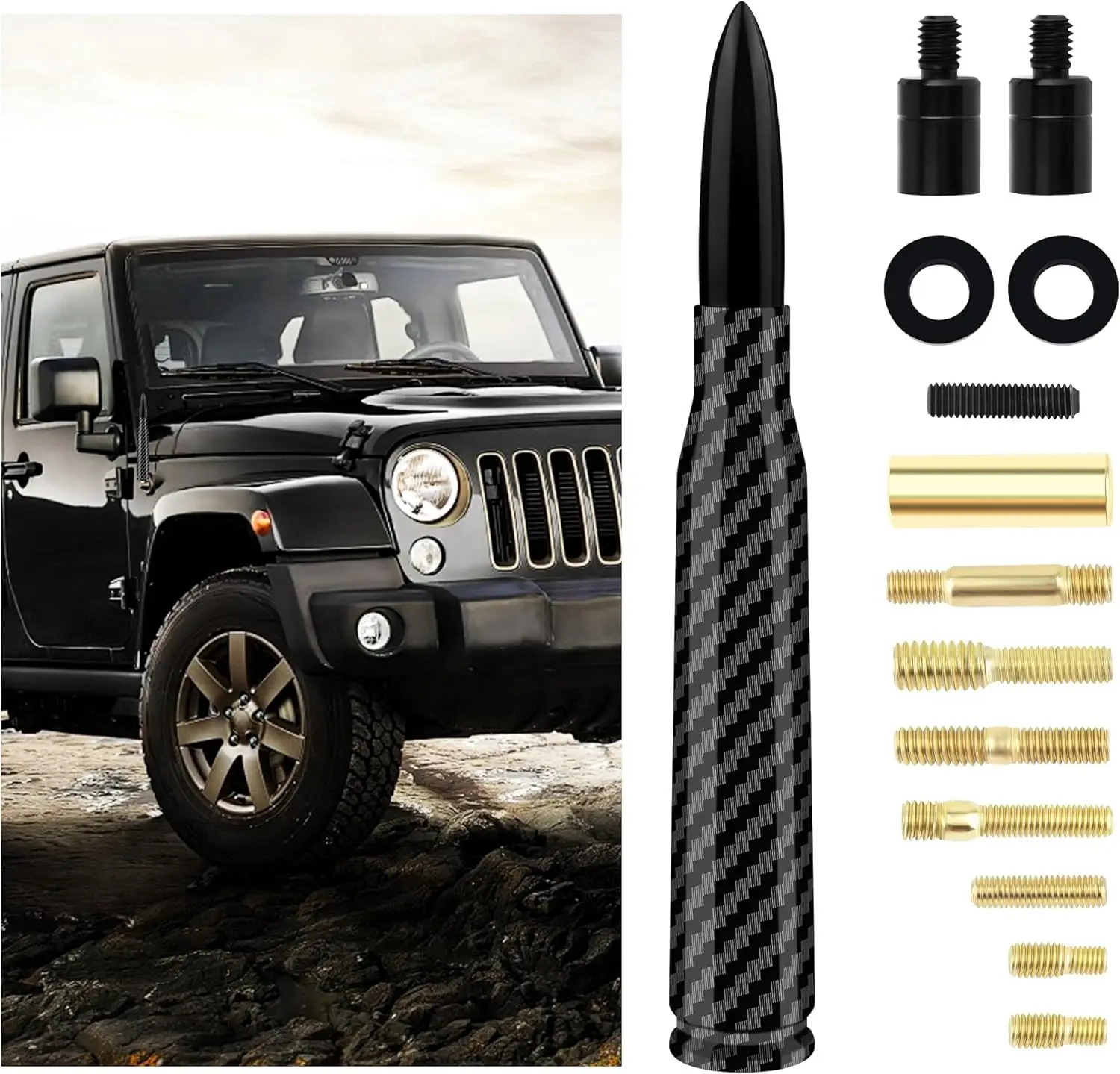 Universal Car Antenna Replacement Compatible with Ford, Dodge, Chevrolet, GMC, Jeep, Toyota Truck Replacement Antenna - Made of Rugged Billet and Alum