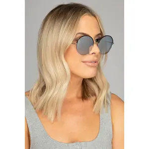 Farrah Round Metal Sunglasses - Blue