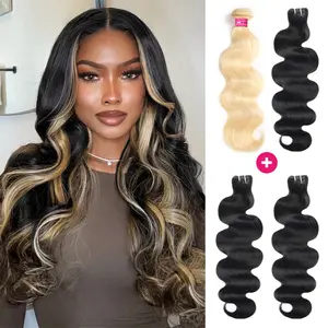 1B/613 Blonde Body Wave Bundles Highlight Body Wave Hairstyle Raw 15A Human Hair Bundles Quick Weave Extensions