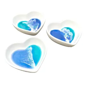 Heart Porcelain Ocean Dish: Ceramic Ring Dish, Dip Bowls, Candle Tray, Sauce Dish