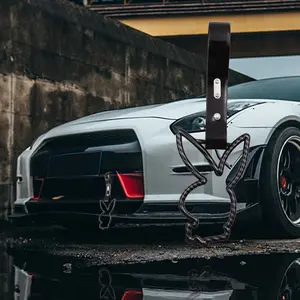 BUNNY Carbon Fiber JDM TSURIKAWA Ring Subway Train Bus Handle Charm Drift Black Strap