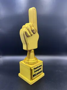 Sunshine3DDesign Foam Finger #1 Winner Trophy - Bold Gold 3D Printed Plastic Award for Fantasy Football & Office Competitions