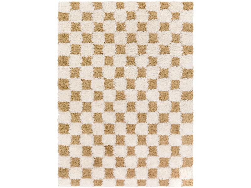 Livabliss USG2346-5373 Fluffy Modern Shaggy Area Rug - 5ft3in x 7ft3in (62.99" W X 86.61" L) Machine-Made Polypropylene Urban Rectangle Rug, Cream Mustard, Plush Pile, Indoor Use