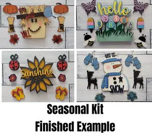 Magnetic Interchangeable Banner Seasonal Kit with Fall Spring Sunshine Snow Themes for Decor