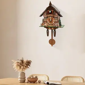 Cuckoo Clock Vintage Wall Clock Traditional Black Forest Clock Decorative Cuckoo Clock Fun Design Durable MDF Materials Excellent Readability Unique Home Decor Multi-Colored