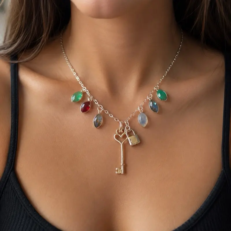 Birthstone stacking necklace - Sterling Silver