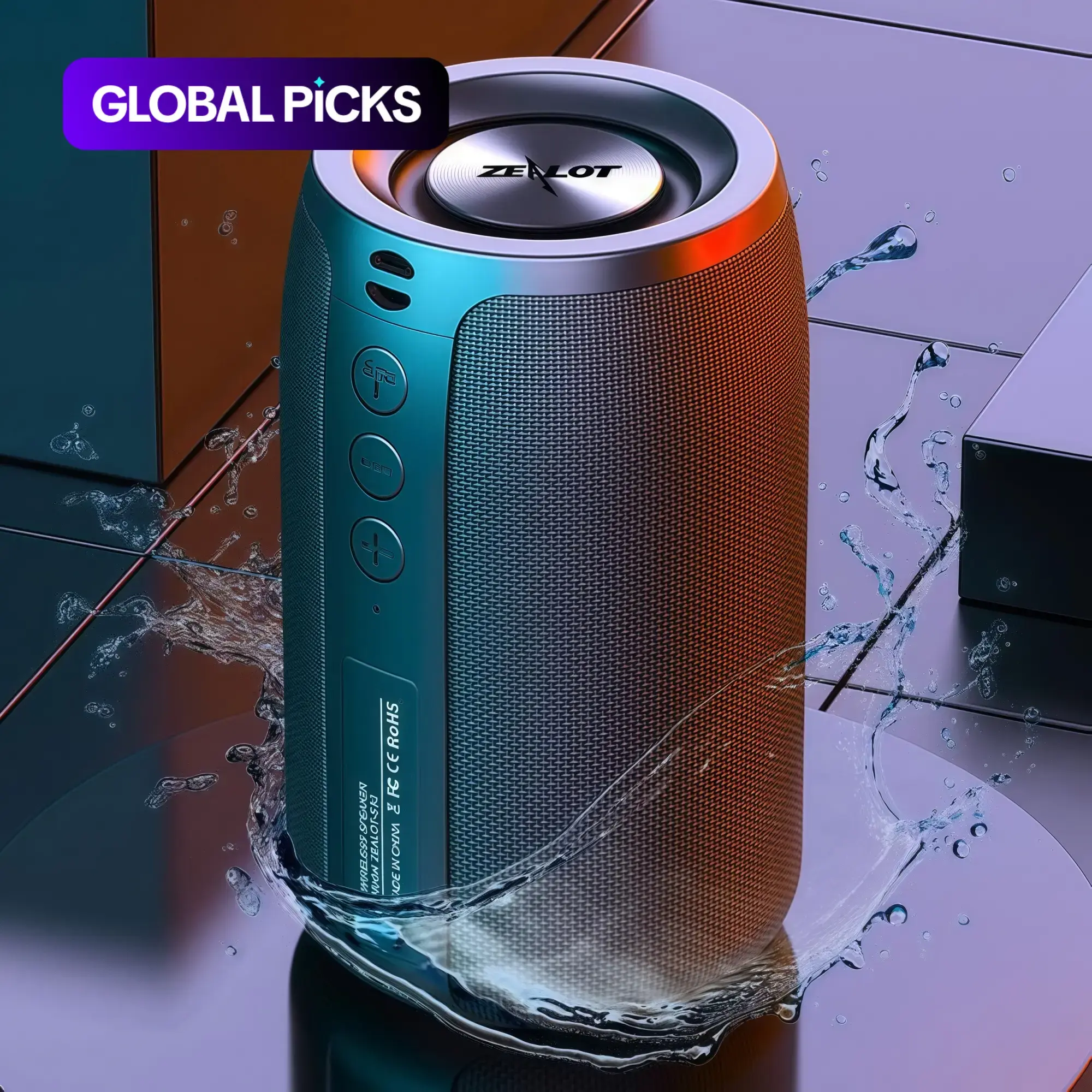 ZEALOT S32 Portable Wireless Bluetooth Speaker, Rechargeable IPX4 Waterproof Speaker with Stereo Pairing for iOS & Android, Deep Bass Desktop Outdoor Speaker Rechargeable Waterproof Speakers #GLOBAL PICKS