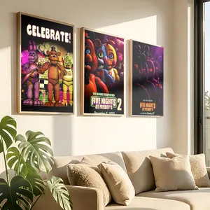 Game F-Five N-Nights at Freddy's Poster Peel & Stick Poster Set Wall Art – Self-Adhesive Aesthetic Room Decor | Gallery-Quality Waterproof Fade & Scratch Resistant Prints | Living Room, Bedroom, Dorm Home Decoration Multiple Sizes