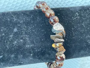 122. Chocolate Marble heart Bracelet