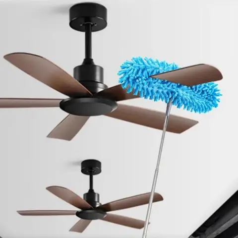 Telescopic Long Handle Cleaning Duster Brush, Extendable Snowflake Microfiber Dusting Wand, Adjustable Length, Compact Storage, Lightweight Home Cleaning Tool for Ceiling Fans, Furniture & Electronics, Dusters for Cleaning