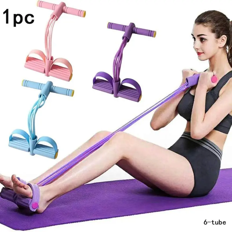 6-Tube Multi-Function Tension Rope with Handles, Home Gym Trainer Sit-Up & Tummy Training Equipment, Abdominal Workout Equipment, Abs Workout Equipment, Core Ab Trainer, for Men & Women