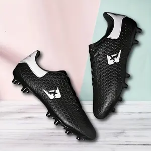 LISM Men'S Lightweight Football Cleats - Black & White Design with Bold Logo, Textured Upper & Metal Studs for Traction, Lace-Up Closure for Soccer, Training, Casual Wear, Soccer Shoes, Athletic Footwear, Modern Sneakers, Durable Footwear