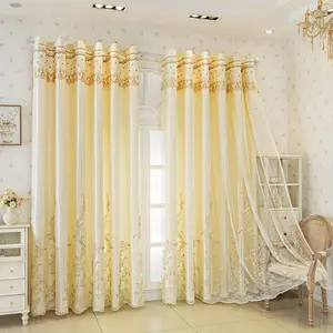 French Simple Embroidered Double Layer Window Curtain, Sun Protection Insulation, Balcony Bedroom Decor, Custom Light Blocking, All Seasons Use