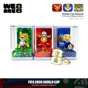 Official 2026 FIFA World Cup USA-Canada-Mexico Mascot Figure Set 3 Mascots + World Cup Keychain Featuring: Zayu (Mexico), Cluch (USA), Maple (Canada) Perfect gift for football fans, desk decor & car ornament 6cm Stadium Series A