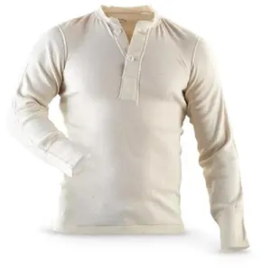 ANS Wallace Beery Henley Thermal Shirt | Genuine Vintage Army | Genuine Issue | Made in USA | Cold Weather Wool and Cotton