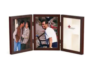 Lawrence Frames 755657T Lawrence Frames 5x7 Hinged Triple Walnut Wood Picture Frame - Gallery Collection