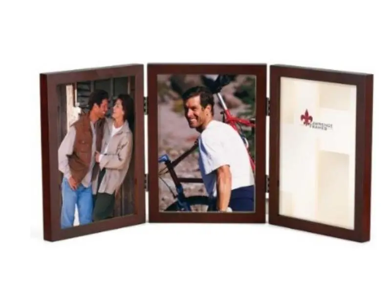 212 MAIN Wooden 5x7 Hinged Triple Picture Frame - Gallery Collection, Wall Picture Frames, Wall/Table Mount, Easel for Vertical or Horizontal Tabletop Display, Baby Space Decor, Hinged Triple Photo Frame