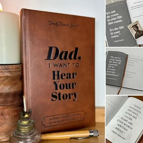 1pc "I Want to Hear Your Story" Memory Book - Hardcover Journal, Heartfelt Daily Guided Journal for Dad & Mom to Share Their Life Stories | 11.8x7.9 Inch | Perfect for Father'S Day, Mother'S Day & Family Gifts, Family Keepsake, Elegant Cover Design